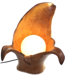 budawi® - Teakholz Lampe aus Wurzelholz mit Ball , Stimmungsleuchte, Deko-Leuchte Teak-Wurzelholz - 1