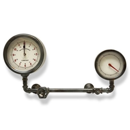 Große Wanduhr Antik Shabby Stil Uhrwerk Nostalgie Uhr Wasserrohr aus Metall von Haus der Herzen® - 1