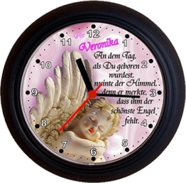 Lucky Clocks ENGEL ROSA schöne Wanduhr mit Engel für jeden Anlass mit jeder Beschriftung und jedem Vornamen Namen erhältlich auch ganz neutral - 1