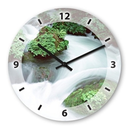 Wanduhr mit Motiv - Fluss - aus Echt-Glas | runde Küchen-Uhr | große Uhr modern - 1