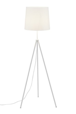 Briloner Leuchten - Stehlampe weiß, Wohnzimmerlampe, Stoff-Lampenschirm, inkl. Schnurschalter, E27, Höhe: 139.5 cm - 1