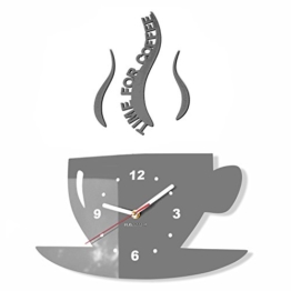 TASSE Time for coffee (Zeit für Kaffee) Moderne Küche Wanduhr grau, 3d römisch, wanduhr deko - 1