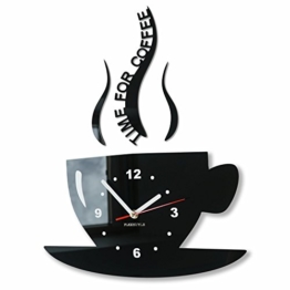 TASSE Zeit für Kaffee Moderne Küche Wanduhr, schwarz, 3d römisch, wanduhr deko - 1