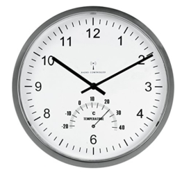 UNILUX 100340847 Funk-Wanduhr Tempus Funk-Uhr metall-grau automatische Zeitanpassung automatische Zeitumstellung von Sommer- und Winterzeit modernes Ziffernblatt - 1