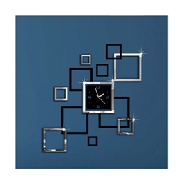 Albeey DIY Wanduhr Moderne Clock 3D Acryl Spiegel Wandaufkleber Home Dekorationen Tolles Geschenk (schwarz und silber) - 1