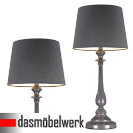 dasmöbelwerk LED Leuchte JORDI Tischlampe mit Schirm Lampe Stehleuchte 64 cm grau - 1