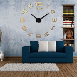 HOME IMPRESSION (Multi-Stil) Modern 3D-Frameless große wanduhren, Zimmer 60-130cm Durchmesser Große dekorative Wanduhren xxl Home Decor DIY Uhren Wohn (A B 1 Most Popular, #4 Black dial, gold acrylic mirror) - 1