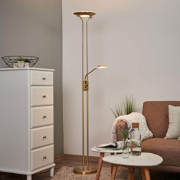 LED Stehlampe "Aras" dimmbar in Messing aus Metall u.a. für Wohnzimmer & Esszimmer (A+) von Lampenwelt | Stehleuchte, Deckenfluter, LED-Deckenfluter - 1