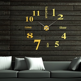 OrrOrr römische Zahl Moderne Wanduhr Design Gold Wandtattoo Dekoration Uhren Spiegel Geschenk MAX XXL - 1