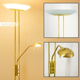 Stehlampe Lucca - Deckenfluter dimmbar LED - Stehlampe Gold mit 1700 Lumen + 480 Lumen und warmweißem Licht - Sehr moderne Wohnzimmerleuchte und Leselampe - 1