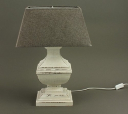 Tischlampe mit Holzfuss weiß Tischleuchte, Lampe, Höhe: ca. 58 cm - 1