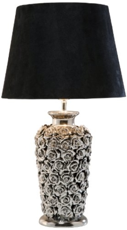 Tischleuchte Rose Multi, Schwarz-Silber, moderne Design Nachttischlampen mit schwenkbarem Stoffschirm, (H/B/T) 56x33x33cm - 1