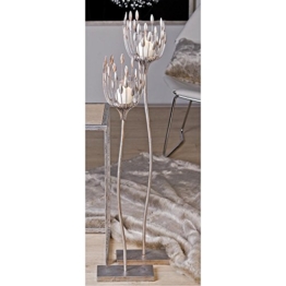 Design Stehleuchter "Trevi" aus Metall mit Windlichtglas, Standleuchte (silber, 106 cm) - 1
