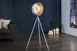 DuNord Design Stehlampe Stehleuchte CINEMA 140cm weiss / silber Retro Design Lampe Spotlampe - 1