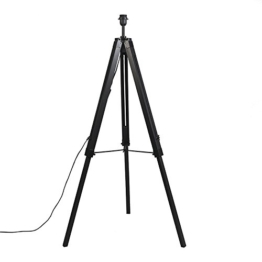 QAZQA Design/Industrie/Industrial/Retro/Stehleuchte/Stehlampe/Standleuchte/Lampe/Leuchte Tripod/Dreifuß Lampe/Dreifuss schwarz ohne Schirm/Innenbeleuchtung/Wohnzimmer/Schlafz - 1