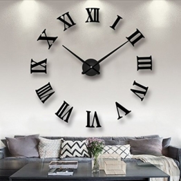 DIY Wanduhr Moderne Clock 3D Acryl Groß Wandtattoo Uhr Wanduhr Home Office Abnehmbarer Dekoration, Schwarz - 1