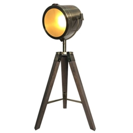 Focolux-Industrial Vintage Boden Tisch Stativ Lampen stehlampe filmscheinwerfer stehlampe holz dreibein wohnzimmer vintage (Bronze) - 1